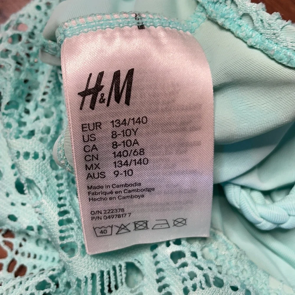 H&M teal bikini size 8-10y crochet style boho‎